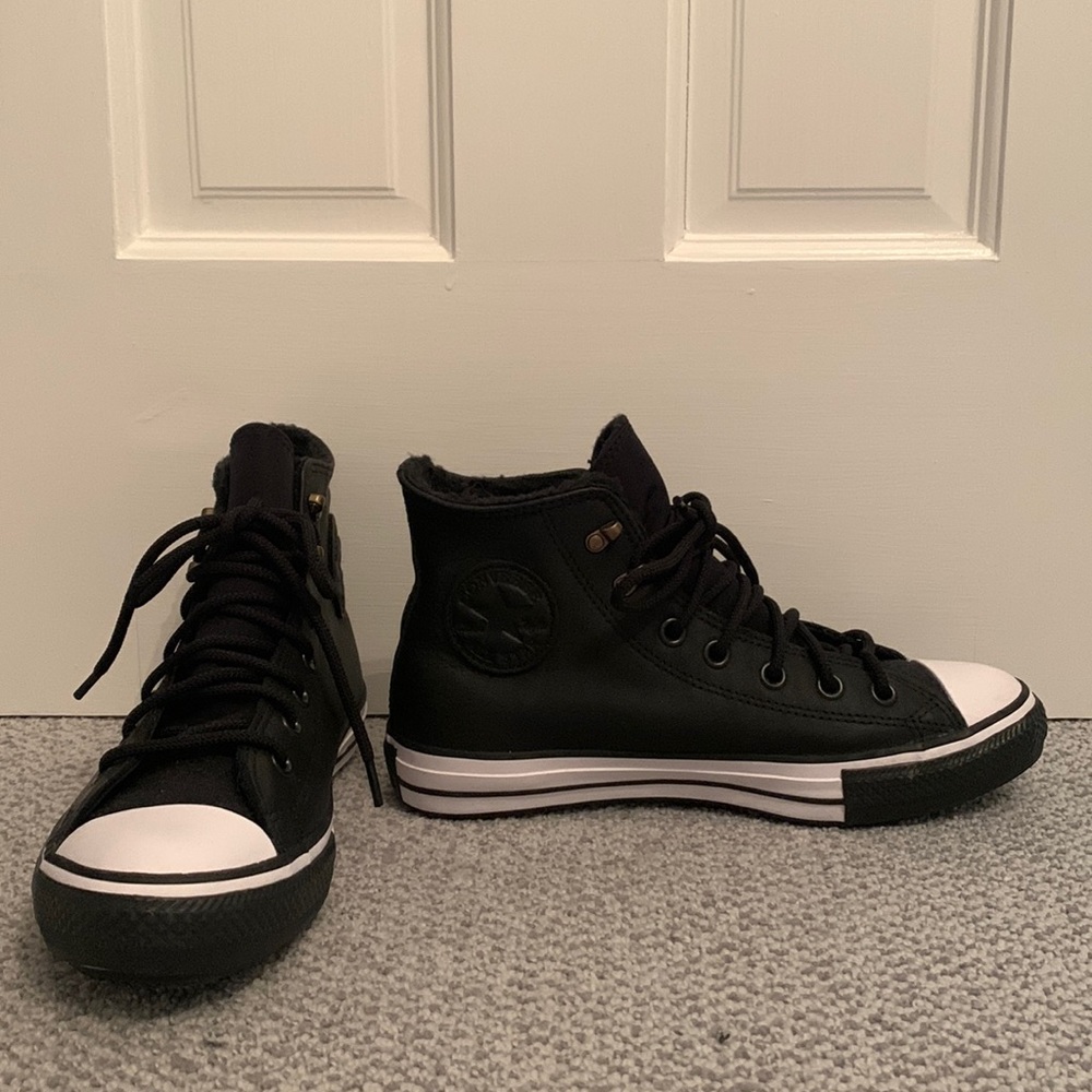 Limited edition black shearling lined Converse